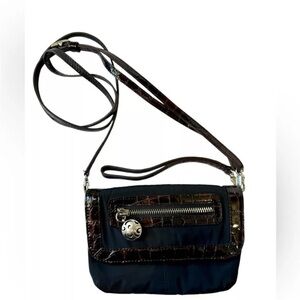 Brighton Crossbody Mini Crossbody Purse or Wristlet Black & Croc Silver Hardware